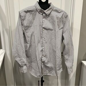 Kenneth Cole New York men’s white and black button down dress shirt slim fit XL